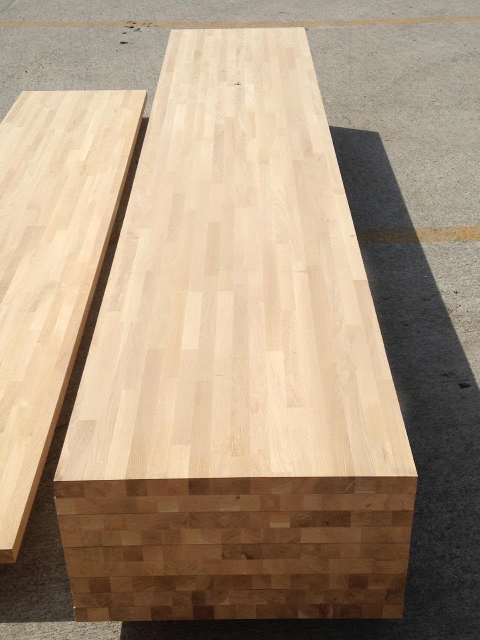 Live production photograph of natural European Beech finger-jointed panel